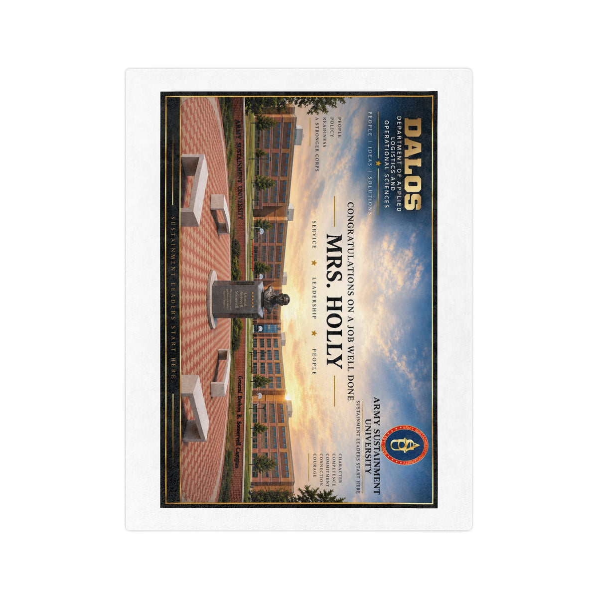 Mrs. Holly Velveteen Microfiber Blanket Military